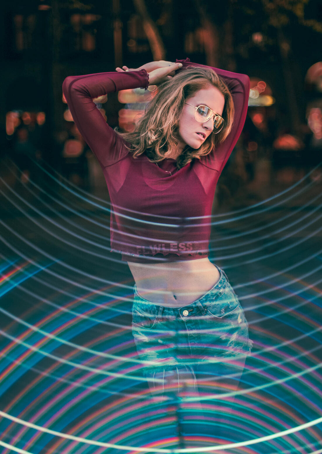 Portrait with light beams